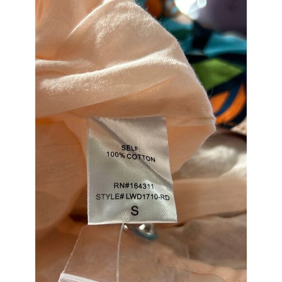 Palms Away‎ Dress Womens S Multicolor Short Sleeve Cotton Mini Summer Vacation - Picture 10 of 13